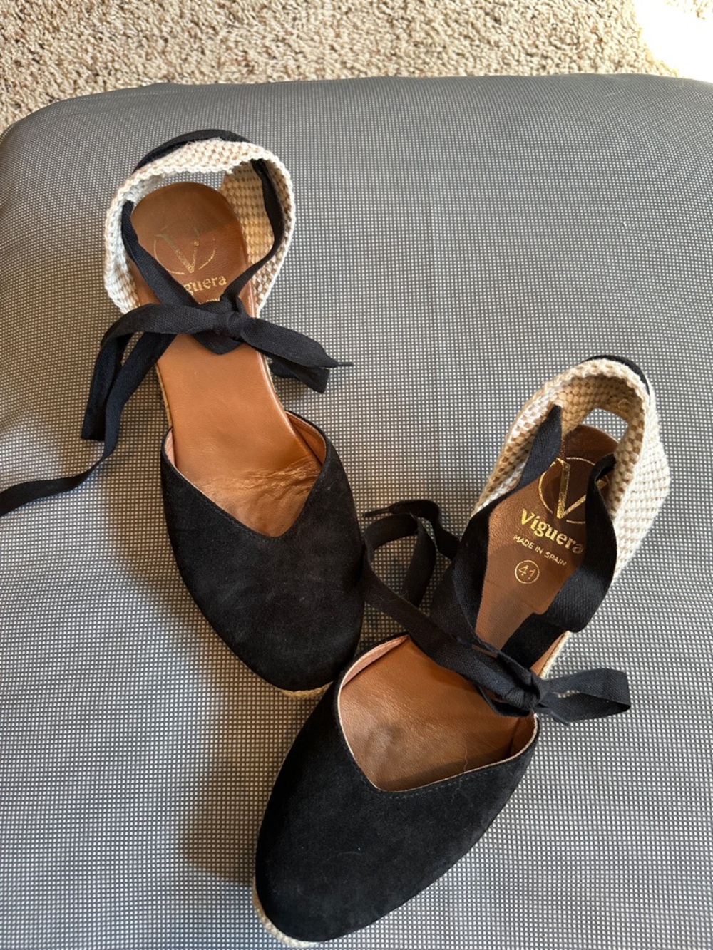 Black Espadrille Lace-Up Flats
